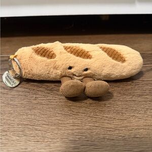 Jellycat Tan and Brown Baguette Stuffed Keychain